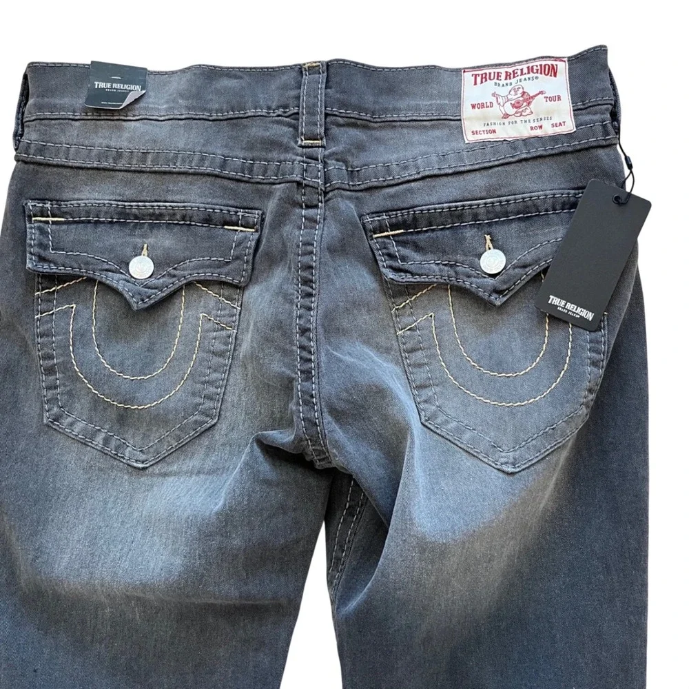 True Religion Ricky Relaxed Straight Big T Grey Shores Wash‎ Jeans 36x34 NEW